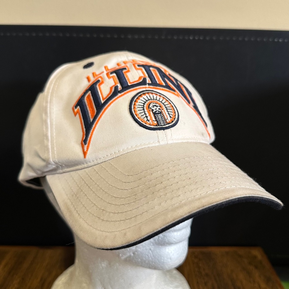 Top of the World Illinois Fighting Illini Hat White Navy Adjustable Strapback